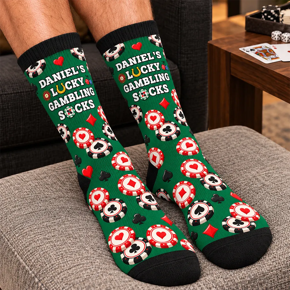 Gift For Gambling Poker Lovers - Personalized Lucky Socks