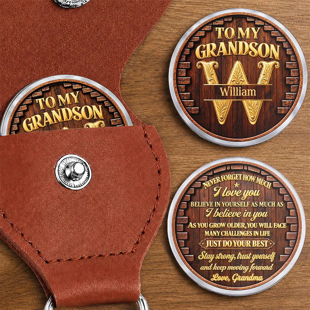 Birthday Gift For Grandson, Granddaughter - Personalized Monogram And Name Just Do Your Best Leather Pocket Hug