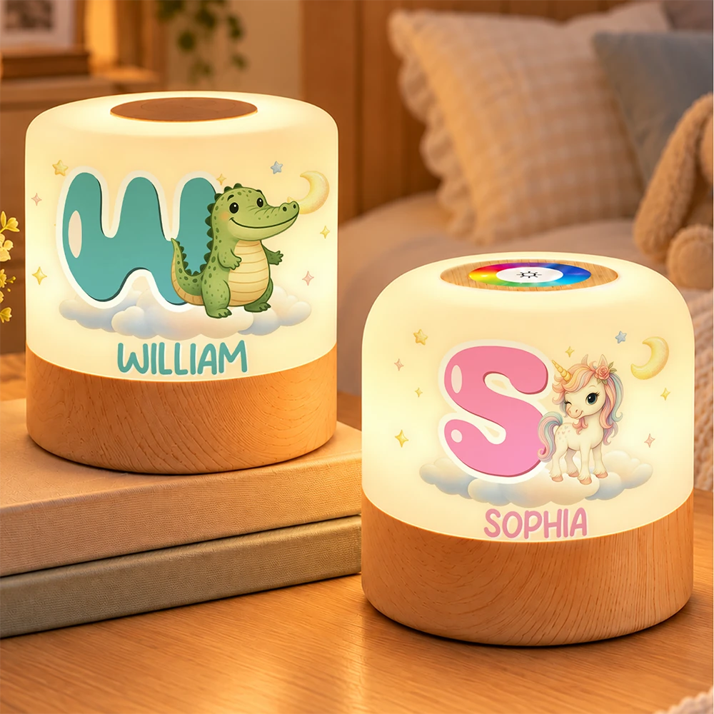 Adorable,Gift For Kids,Icon - Birthday Gift For Kids - Personalized Cute Animal Name Touch Night Light