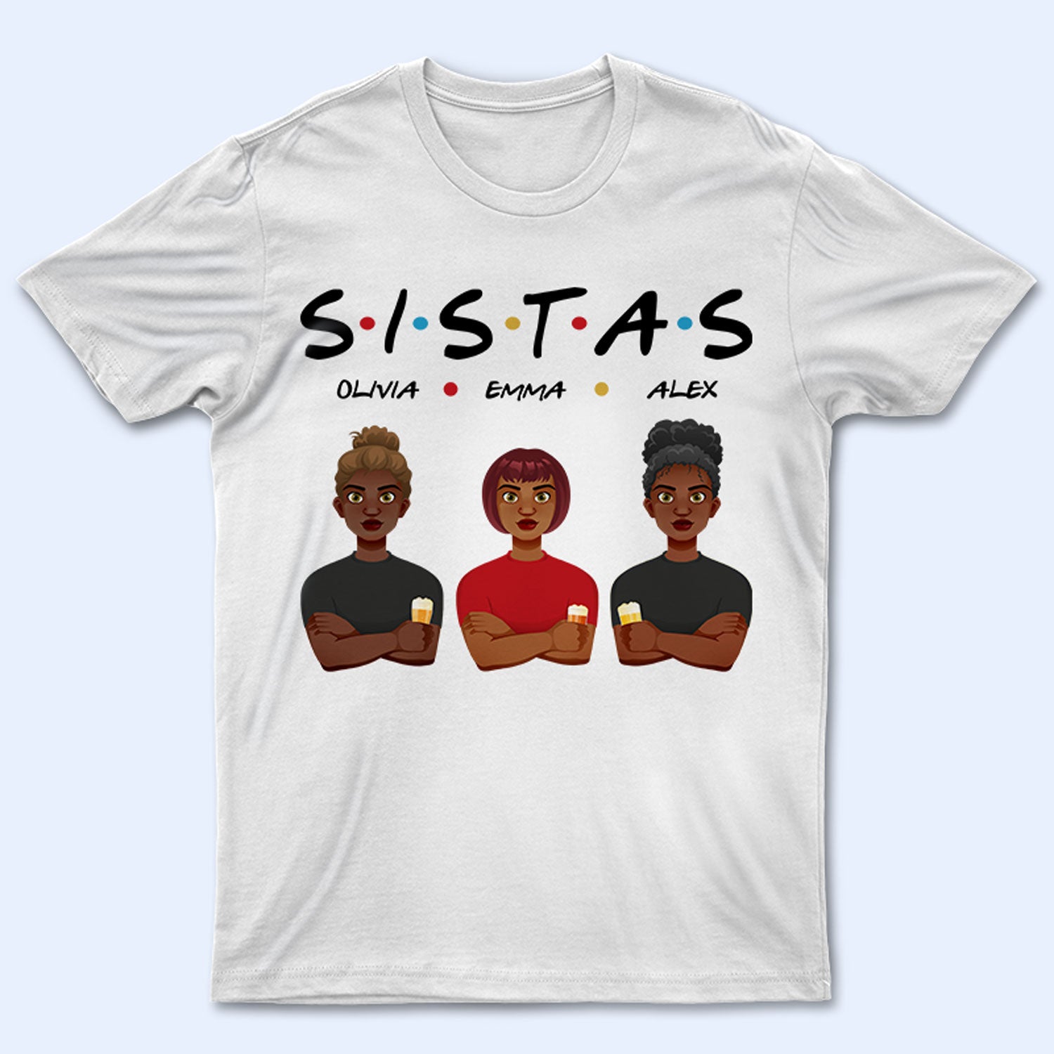 Sibling Sister Flat Art - Gift For Sibling, Gift For Sister - Personalized Custom T Shirt