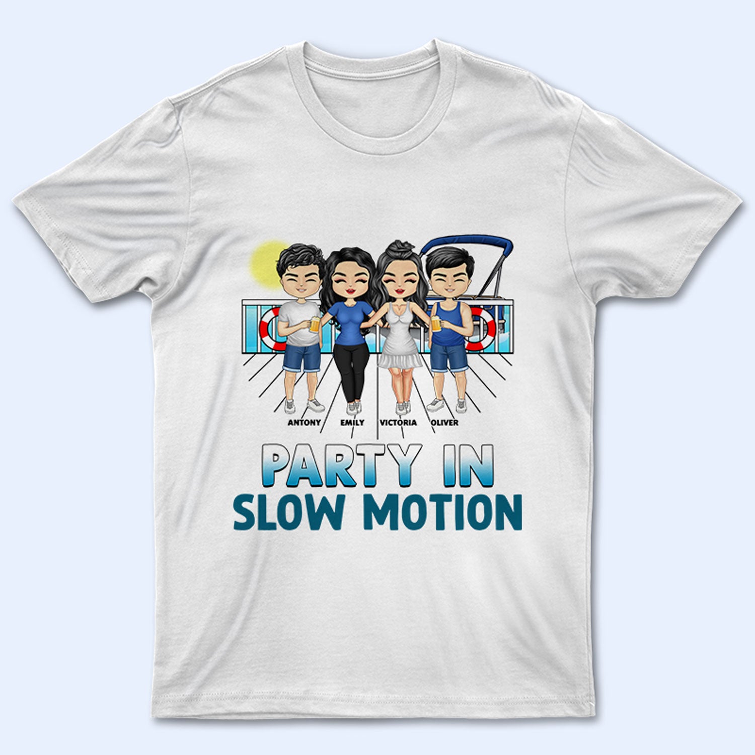 Pontoon Bestie Party In Slow Motion - Gift For Bestie - Personalized Custom T Shirt