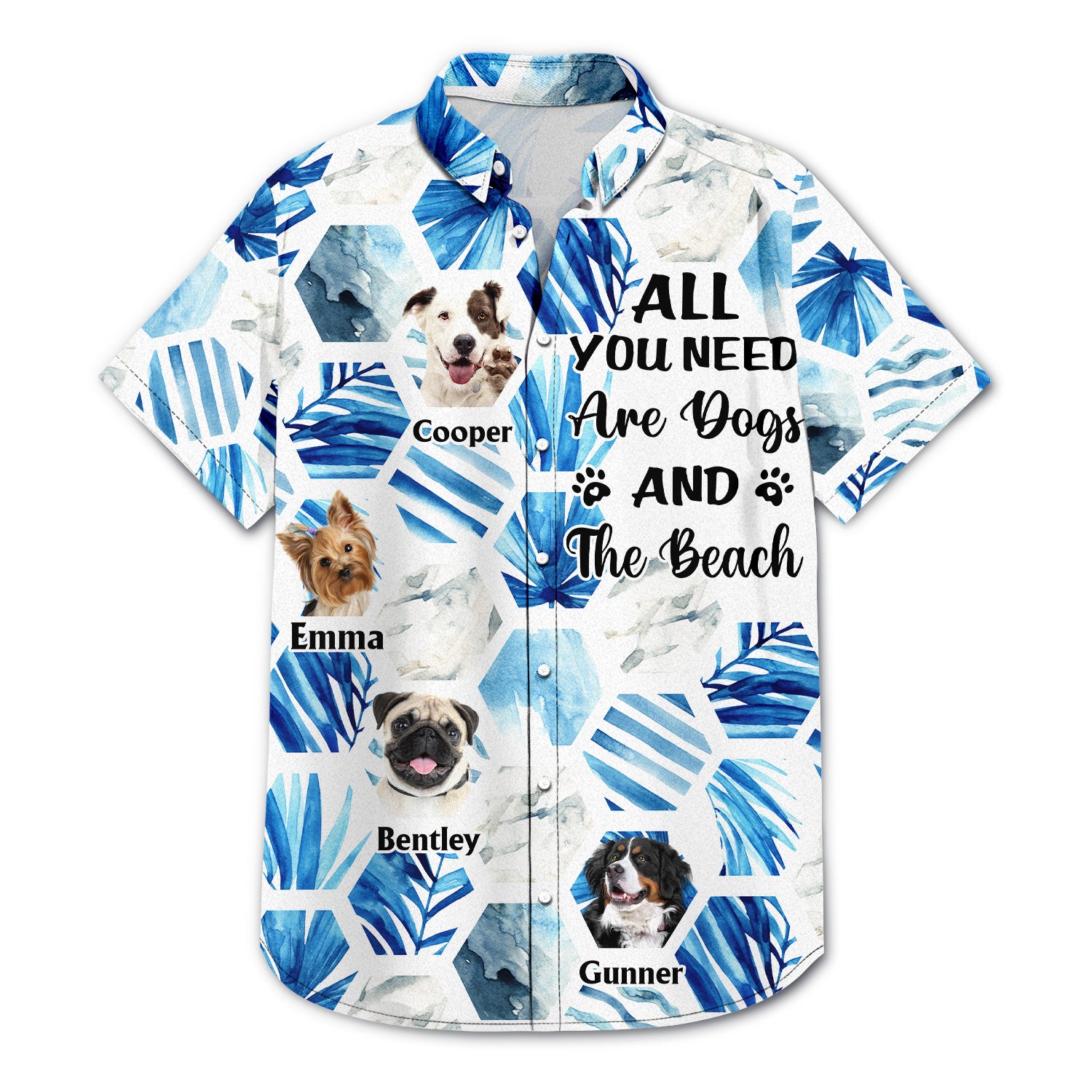 Custom Photo Dog And The Beach - Gift For Dog Lovers - Personalized Hawaiian Shirt