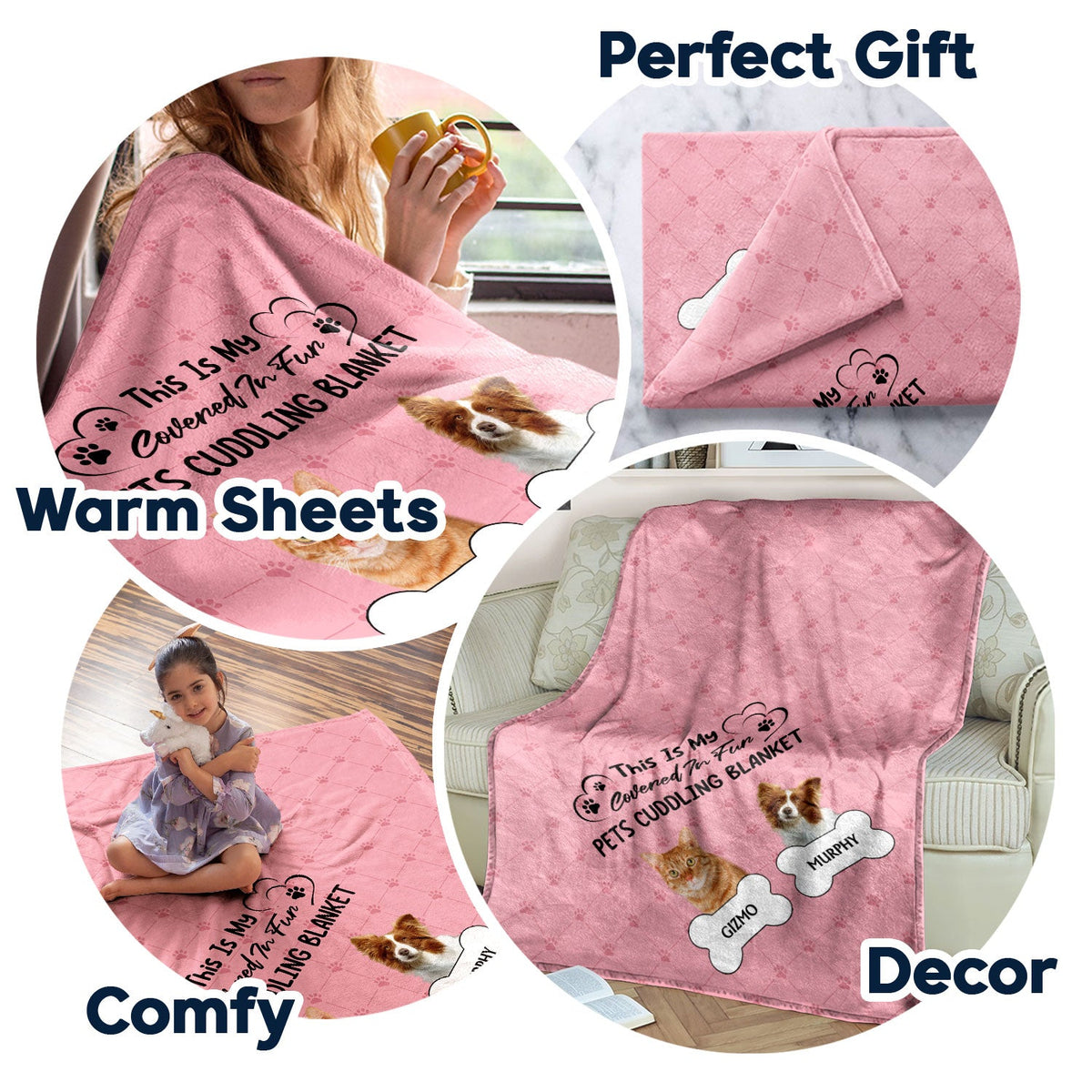 Custom Photo Covered In Fur Dog Cat - Gift For Pet Lovers - Personalized Fleece Blanket