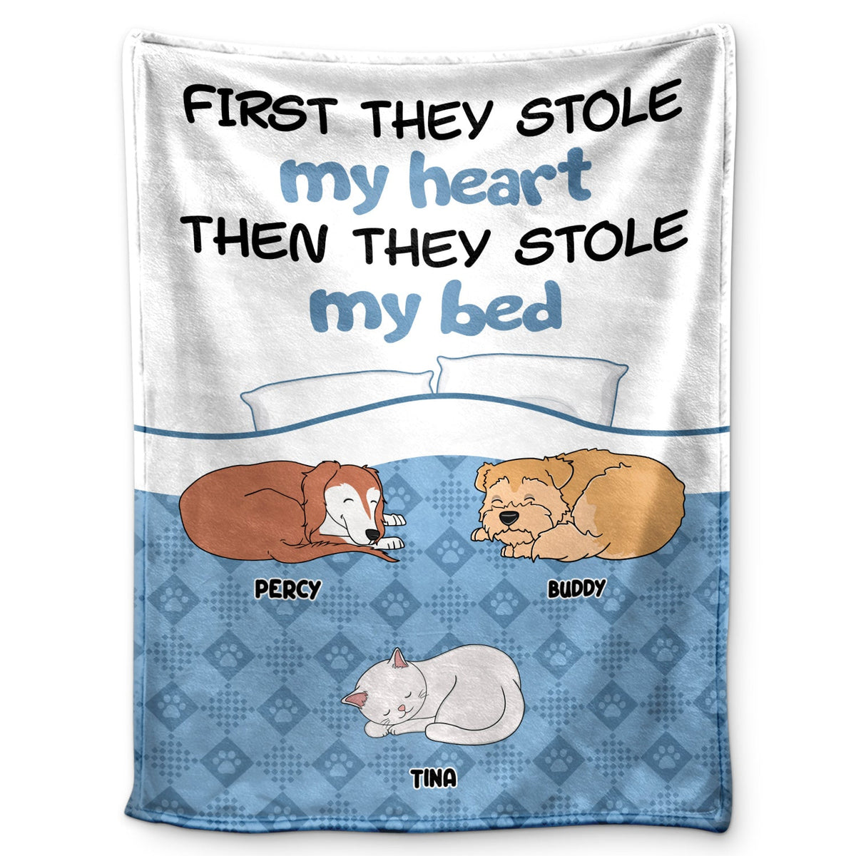 Un chien et un chat m'ont volé mon cœur ! Cadeau pour les amoureux des animaux ! Couverture polaire personnalisée