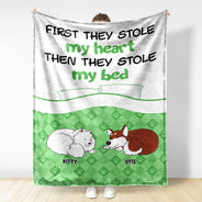 Un chien et un chat m'ont volé mon cœur ! Cadeau pour les amoureux des animaux ! Couverture polaire personnalisée
