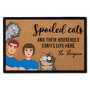 Des chats gâtés et leurs domestiques vivent ici - Cadeau pour les amoureux des chats, cadeau de pendaison de crémaillère - Paillasson personnalisé