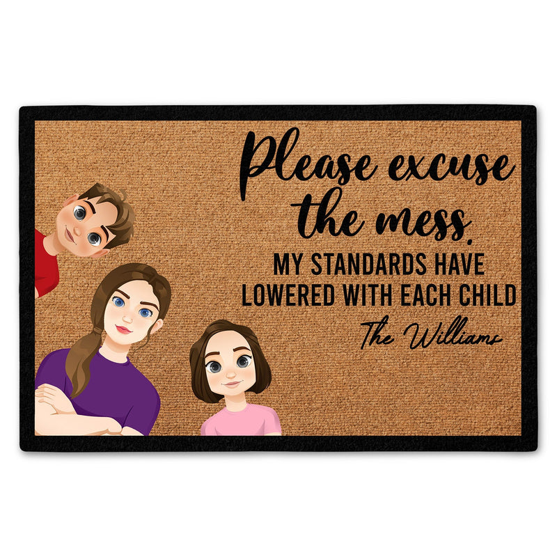 Single Parents Family Excuse The Mess - Gift For Family - Personalized Doormat