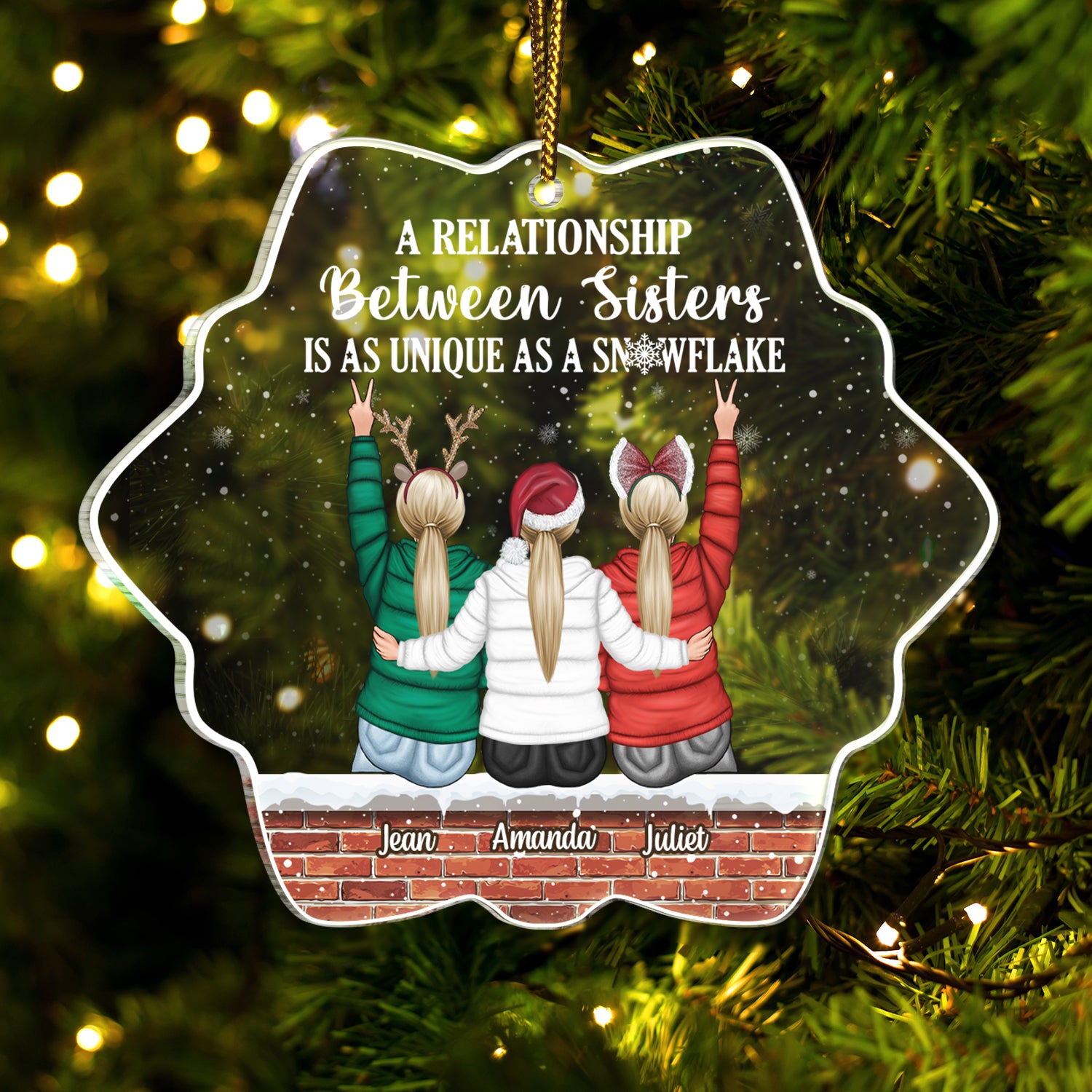 A Relationship Between Sister - Christmas Gift For Sisters - Personalized Custom Shaped Acrylic Ornament