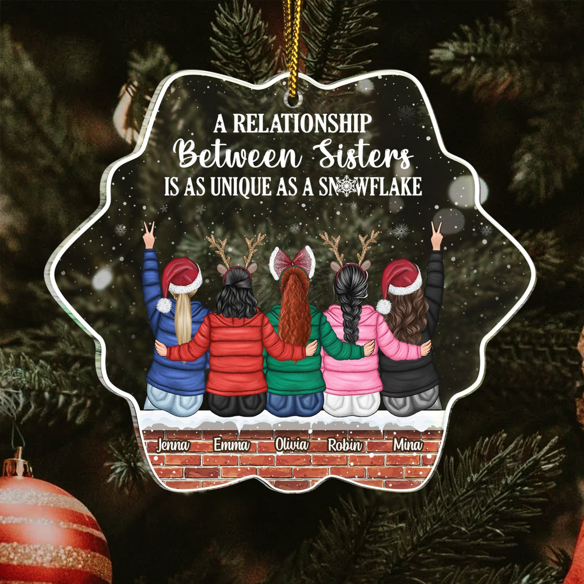 A Relationship Between Sister - Christmas Gift For Sisters - Personalized Custom Shaped Acrylic Ornament