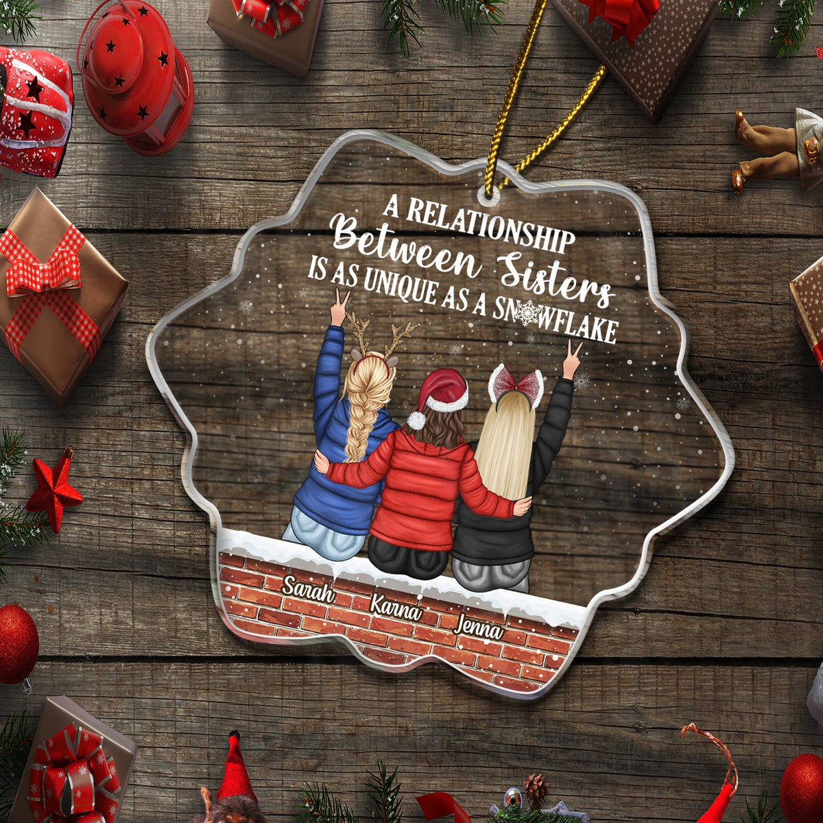 A Relationship Between Sister - Christmas Gift For Sisters - Personalized Custom Shaped Acrylic Ornament