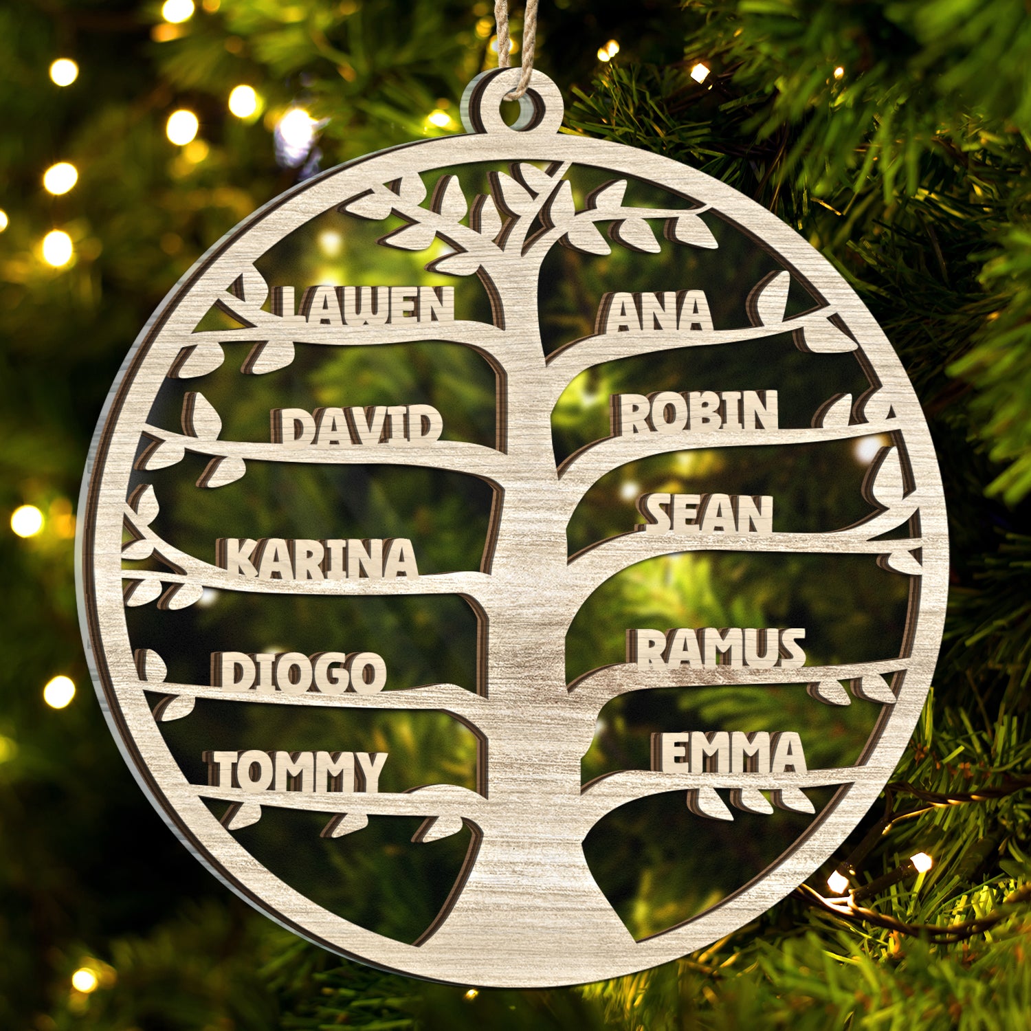 Christmas Family Tree - Personalized 2-Layered Mix Ornament