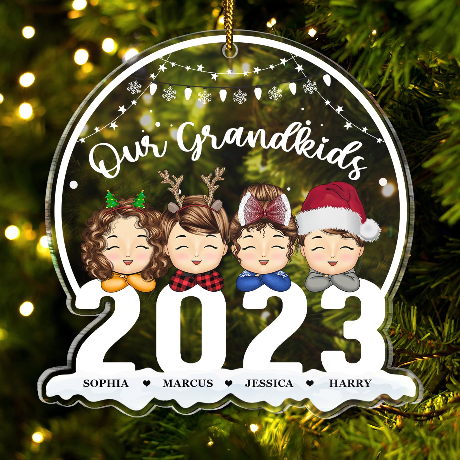 Christmas Our Grandkids 2023 - Gift For Grandparents - Personalized Custom Shaped Acrylic Ornament