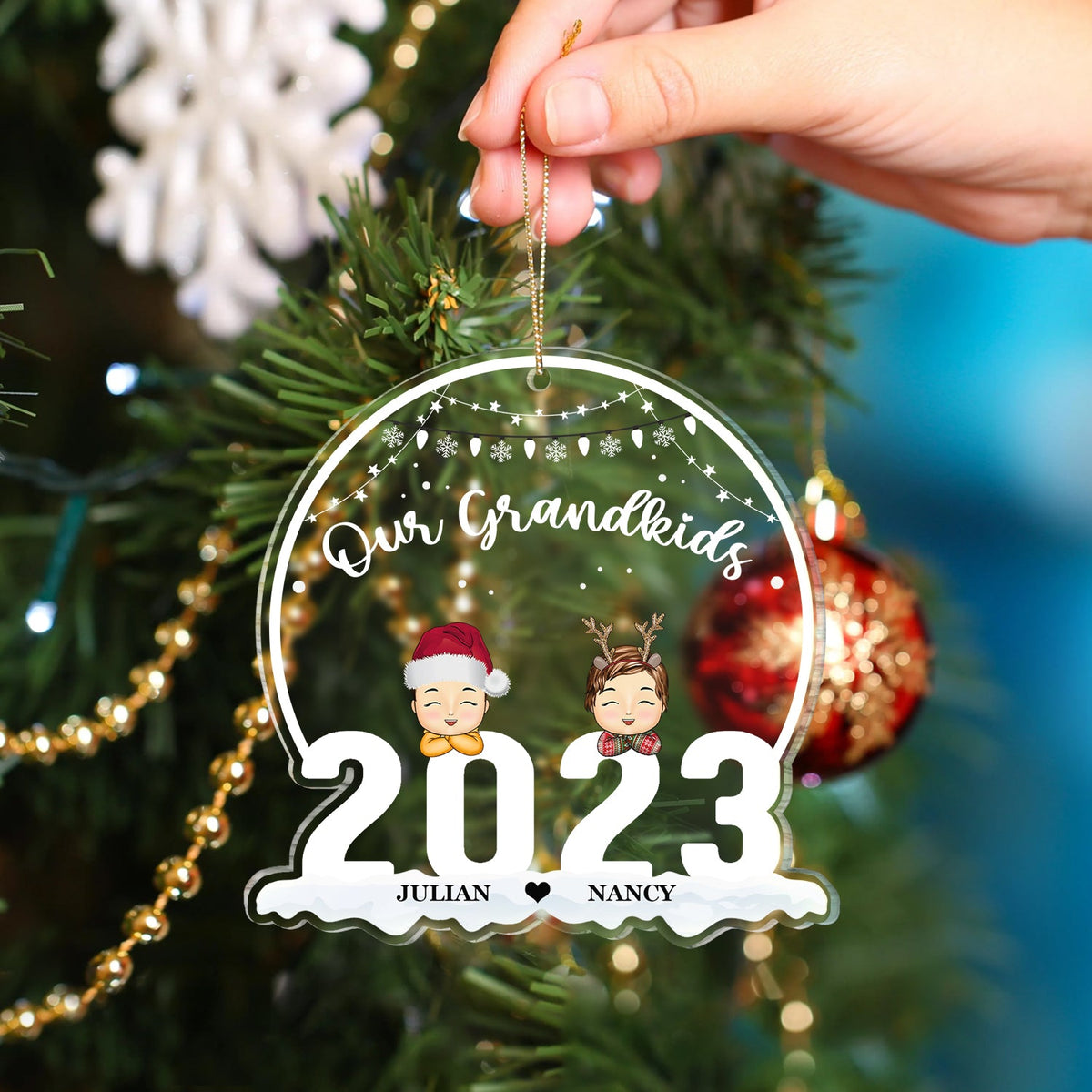 Noël 2023 - Cadeau pour grands-parents - Décoration acrylique personnalisée