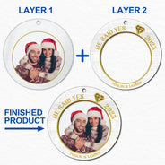 Photo personnalisée « Elle a dit oui » – Cadeau de Noël pour couples – Décoration mixte personnalisée à 2 couches