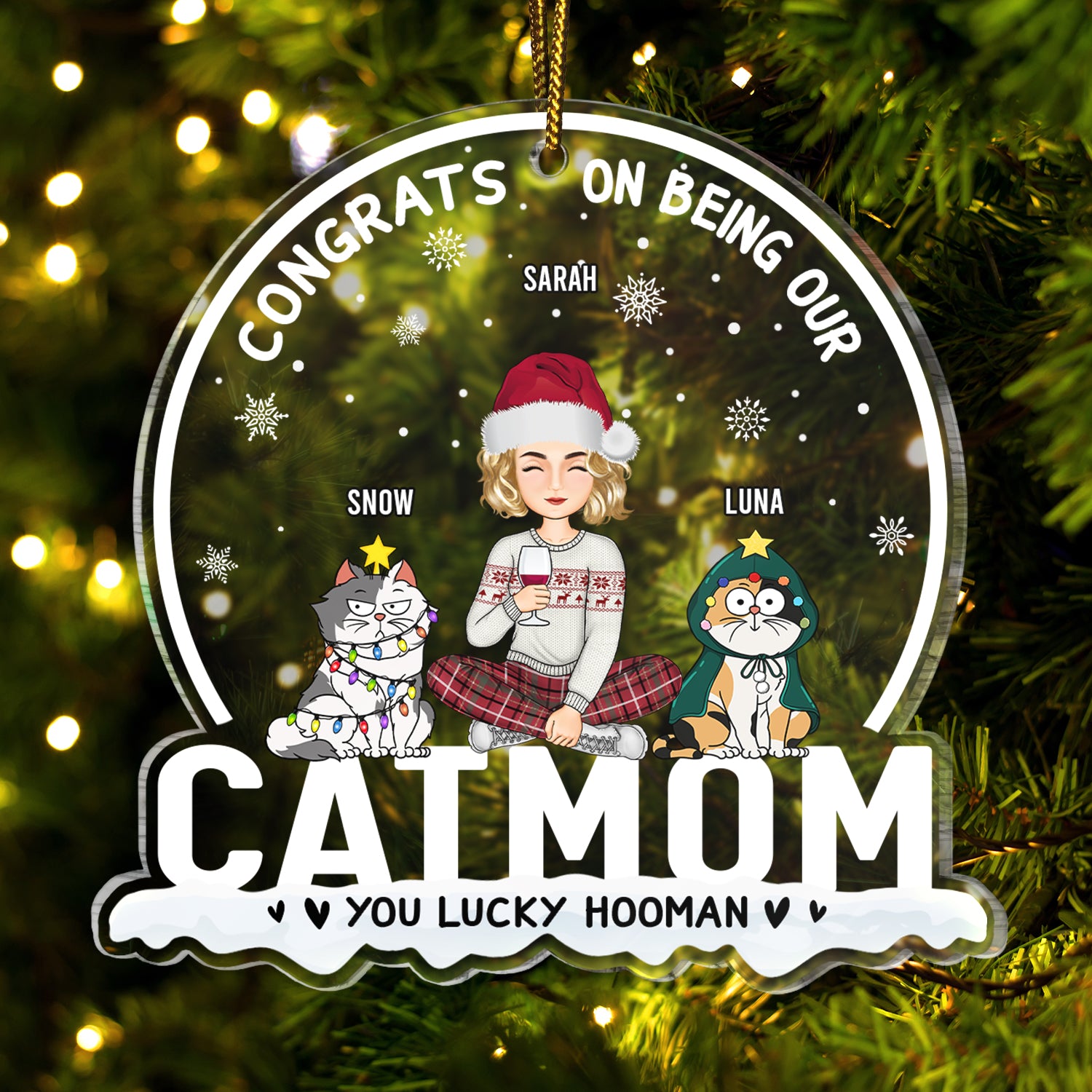 Christmas Congrats On Being Our Cat Mom Cat Dad - Gift For Cat Lovers - Personalized Custom Shaped Acrylic Ornament