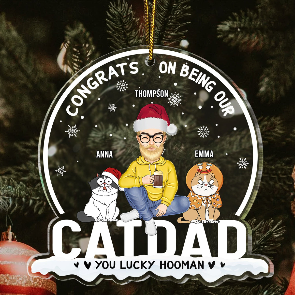 Christmas Congrats On Being Our Cat Mom Cat Dad - Gift For Cat Lovers - Personalized Custom Shaped Acrylic Ornament