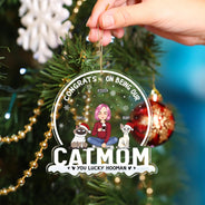 Christmas Congrats On Being Our Cat Mom Cat Dad - Gift For Cat Lovers - Personalized Custom Shaped Acrylic Ornament