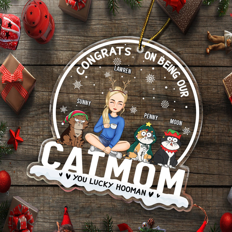 Christmas Congrats On Being Our Cat Mom Cat Dad - Gift For Cat Lovers - Personalized Custom Shaped Acrylic Ornament