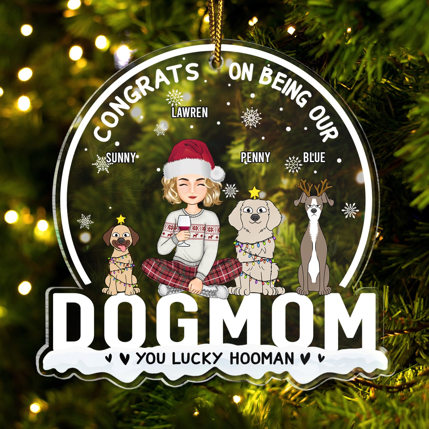 Christmas Congrats On Being Our Dog Mom Dog Dad - Gift For Dog Lovers - Personalized Custom Shaped Acrylic Ornament