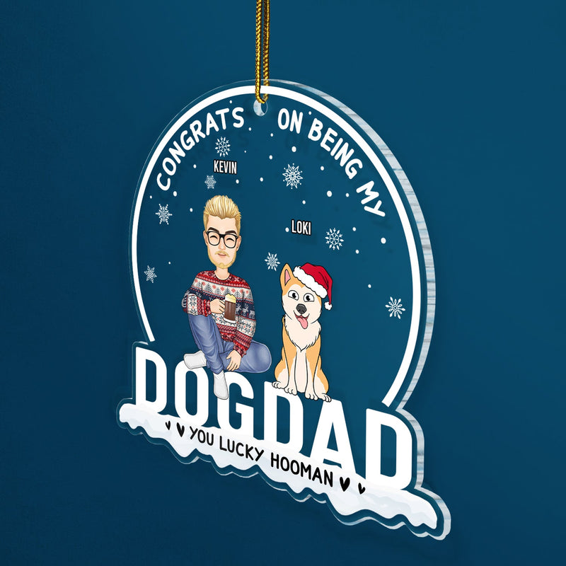 Félicitations pour être notre maman et papa chien - Cadeau pour les amoureux des chiens - Ornement acrylique personnalisé en forme personnalisée