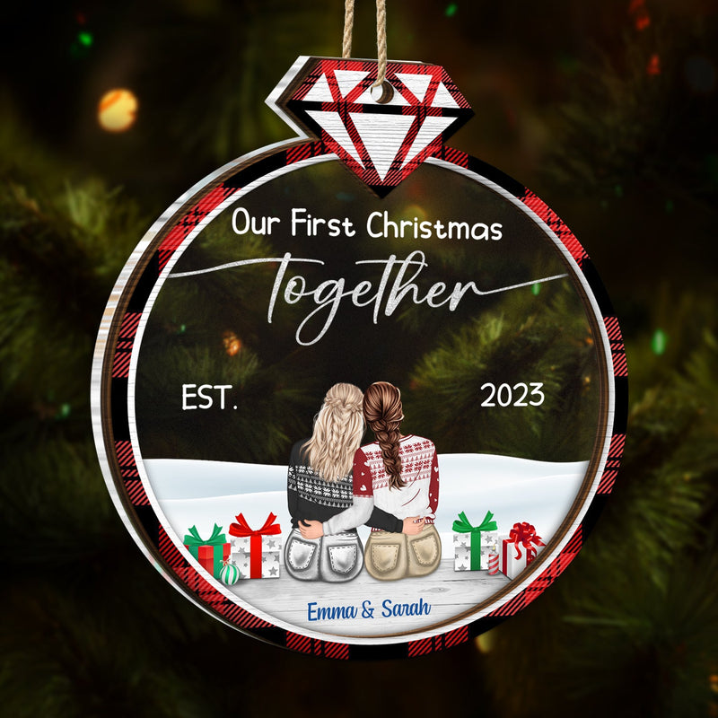 Our First Christmas Married - Gift For Couples - Personalized 2-Layered Mix Ornament