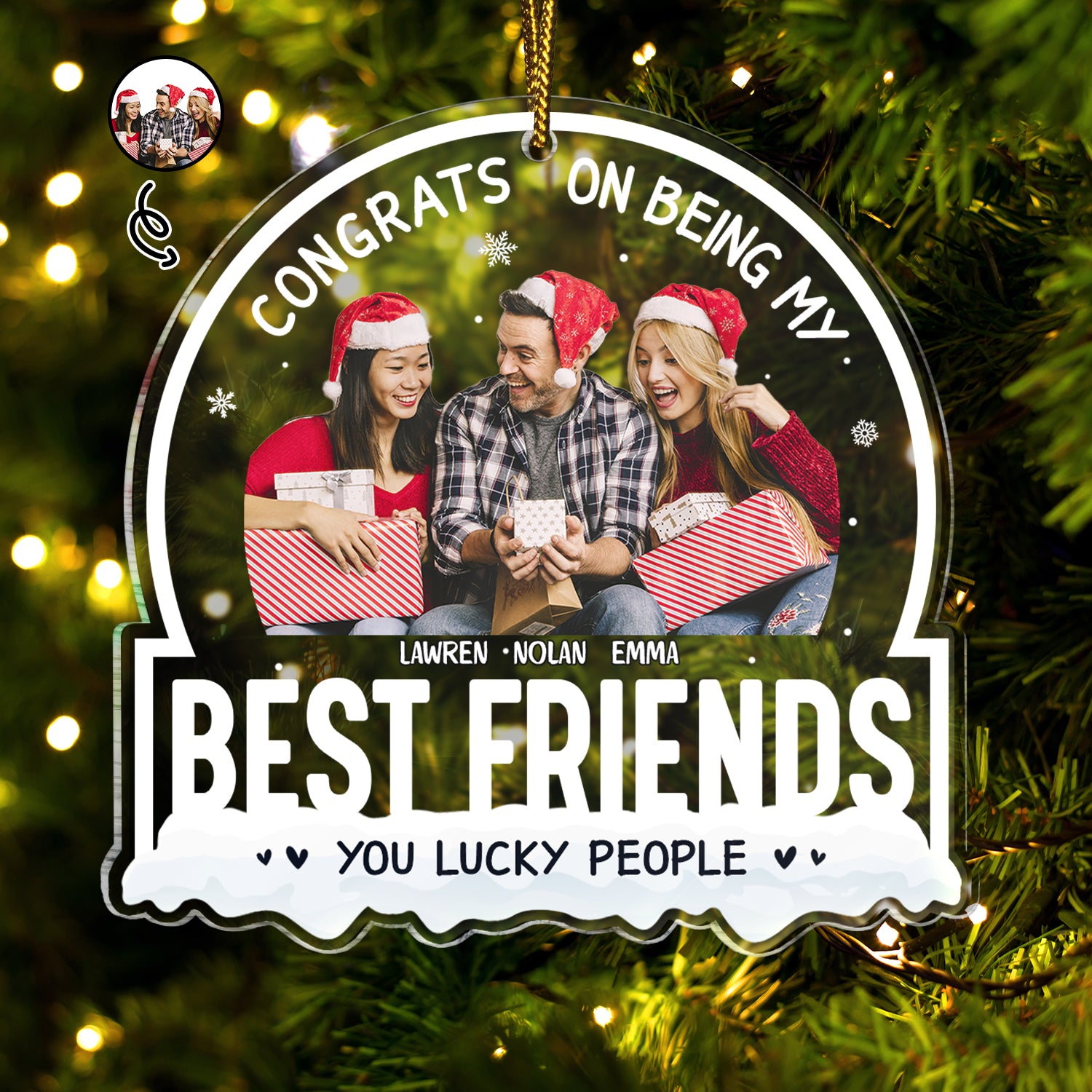 Christmas Custom Photo Congrats On Being My Bestie - Gift For Bestie - Personalized Custom Shaped Acrylic Ornament