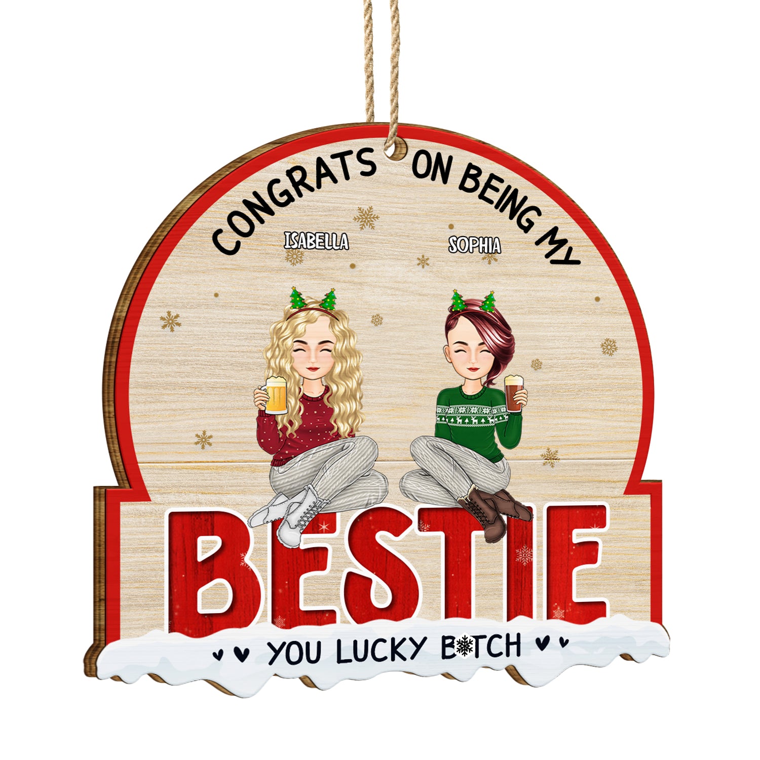 Christmas Congrats On Being My Besties - Gift For Bestie - Personalized Custom Shaped Wooden Ornament