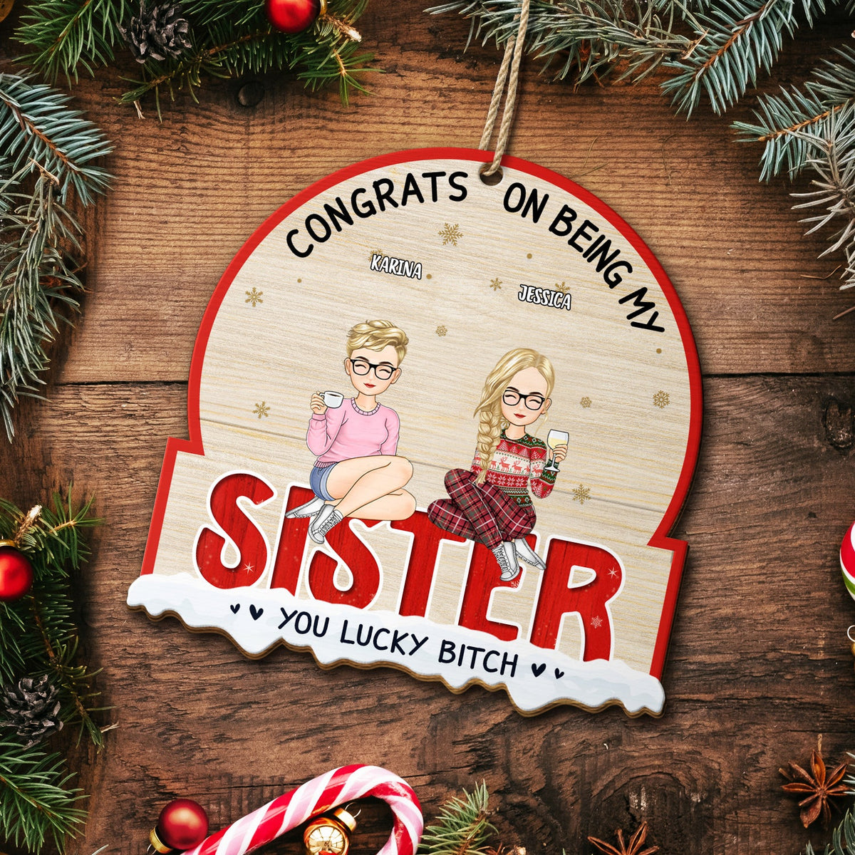 Christmas Congrats On Being My Besties - Gift For Bestie - Personalized Custom Shaped Wooden Ornament