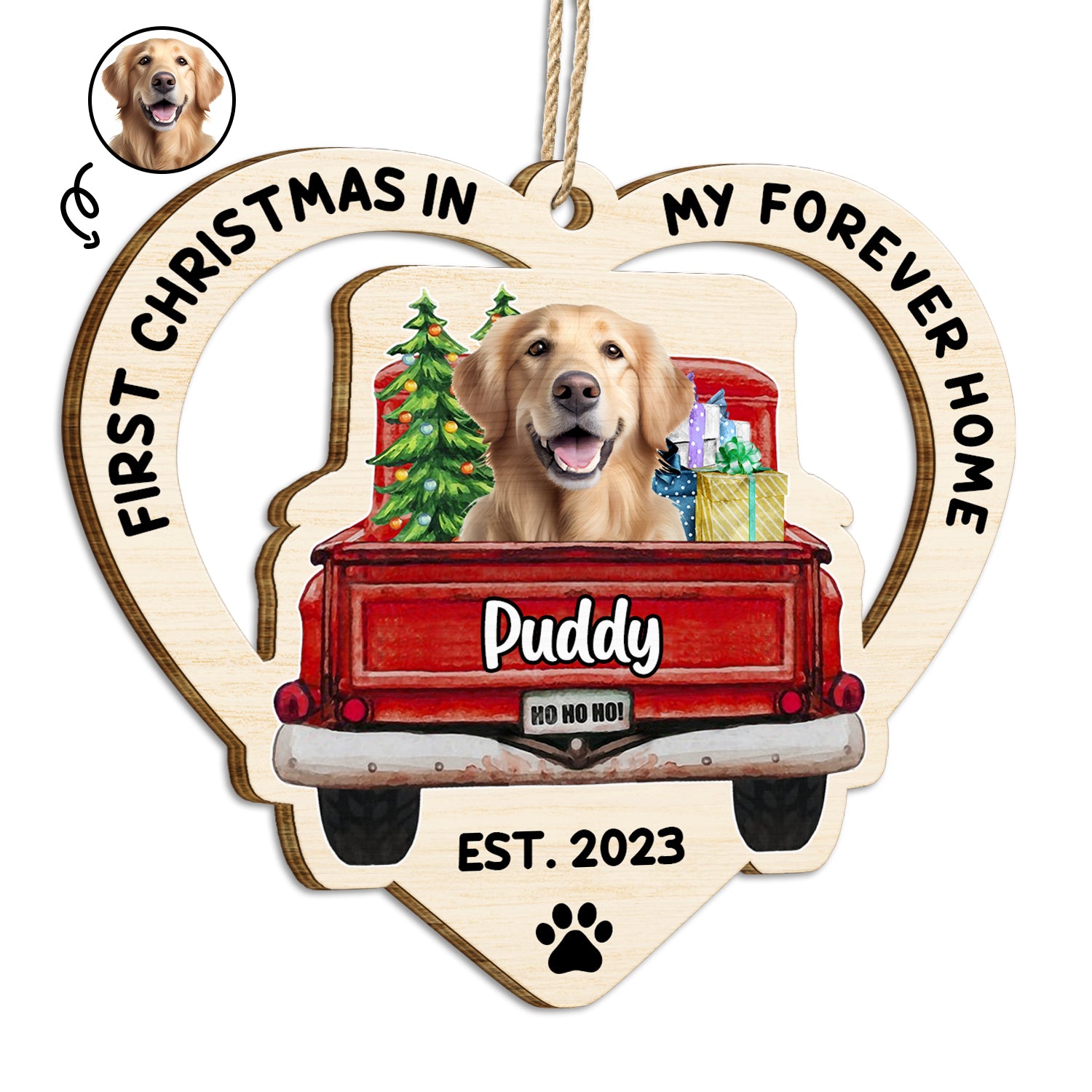 Custom Photo In My Forever Home - Christmas Gift For Pet Lovers - Personalized Wooden Cutout Ornament