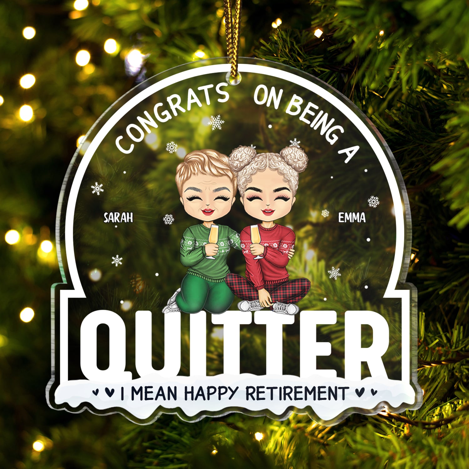 Christmas Congrats On Being A Quiter - Retirement Gift For Colleagues - Personalized Custom Shaped Acrylic Ornament