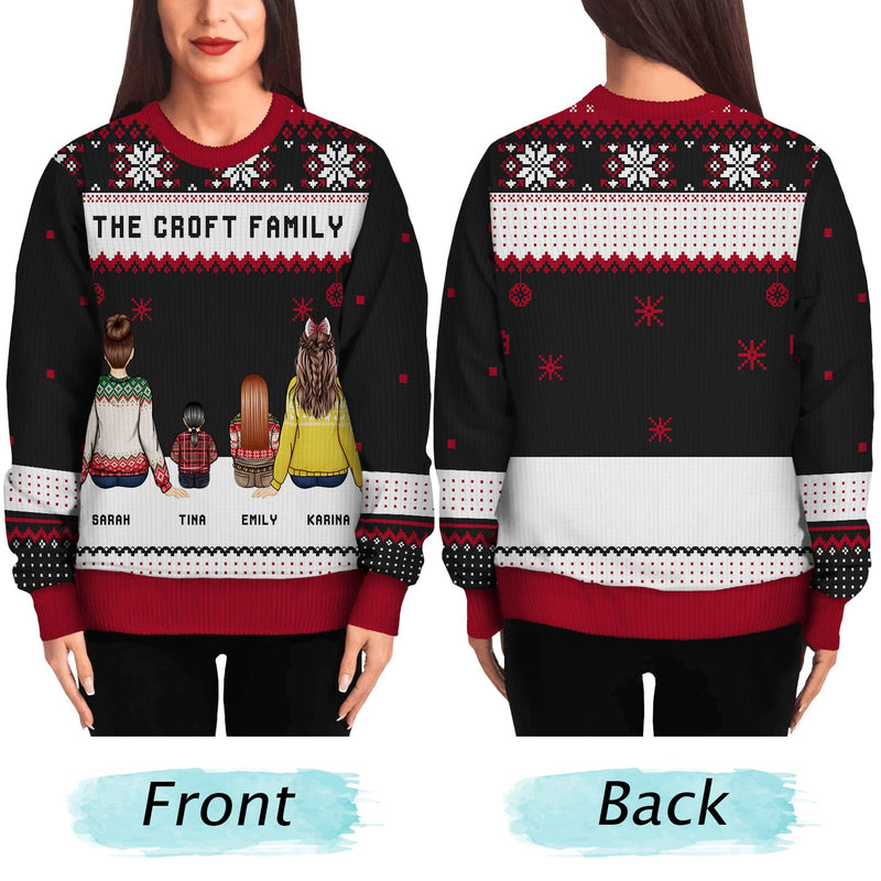 Christmas Family Backside Custom Name - Gift For Family - Personalized Unisex Ugly Sweater