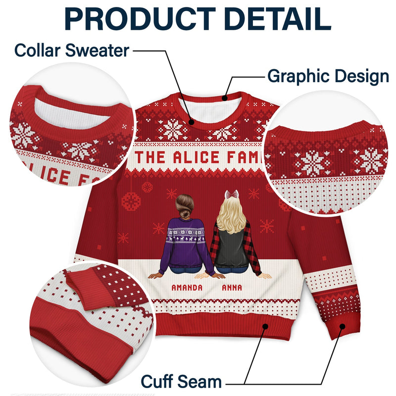 Christmas Family Backside Custom Name - Gift For Family - Personalized Unisex Ugly Sweater
