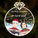 Our First Christmas Engaged Married - Gift For Couples - Personalized Custom Shaped Acrylic Ornament