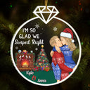 Glad We Swiped Right - Christmas Gift For Couples - Personalized Custom Shaped Acrylic Ornament