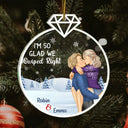 Glad We Swiped Right - Christmas Gift For Couples - Personalized Custom Shaped Acrylic Ornament