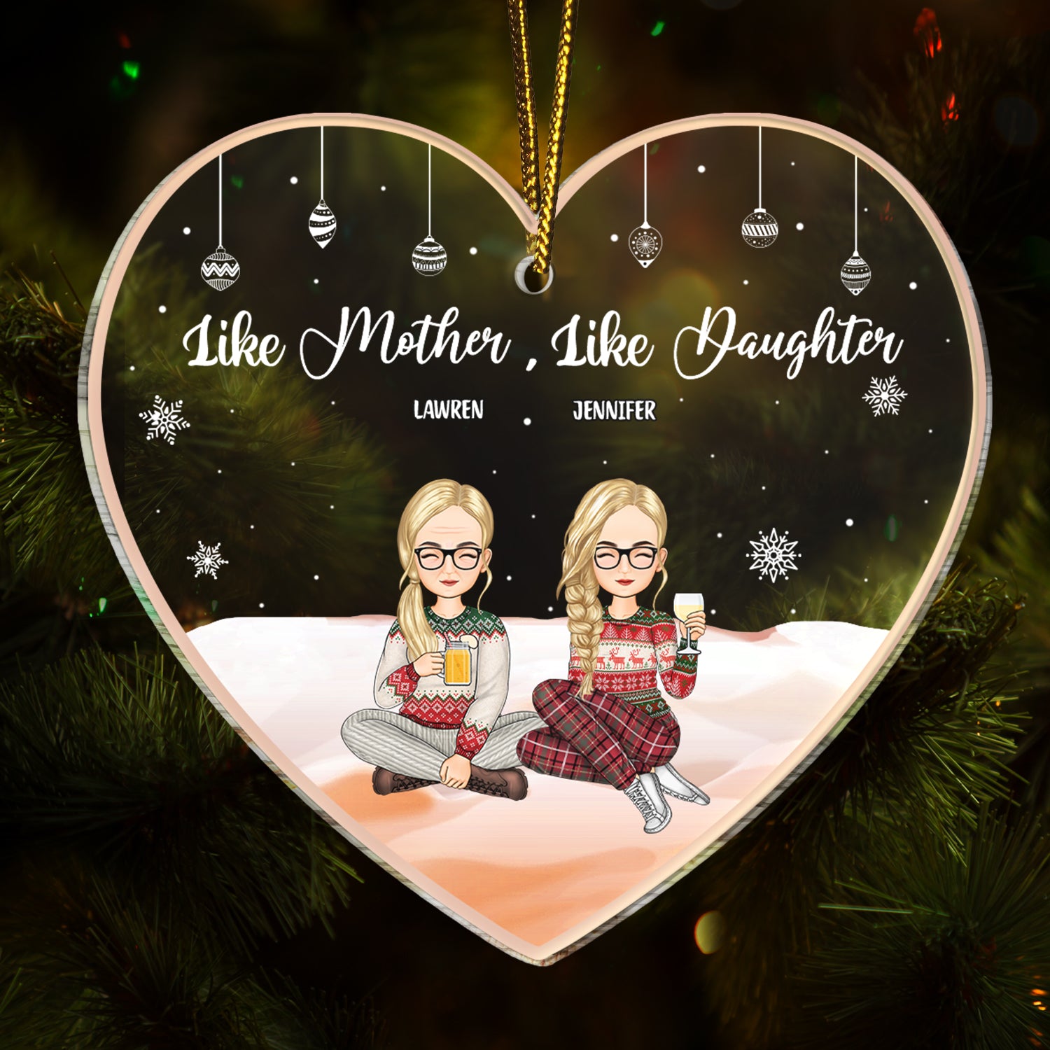 Christmas Mother & Daughter Like Mother Like Daughter - Gift For Mom - Personalized Custom Shaped Acrylic Ornament