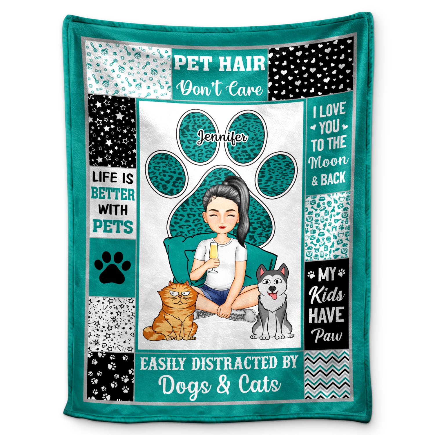 Pet Lovers Easily Distracted By Dogs & Cats - Gift For Pet Lovers - Personalized Fleece Blanket