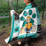 Les amoureux des animaux sont facilement distraits par les chiens et les chats - Cadeau pour les amoureux des animaux - Couverture polaire personnalisée