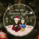 Couple de Noël : Notre 15e Noël ensemble - Cadeau pour couples - Décoration en verre ronde personnalisée