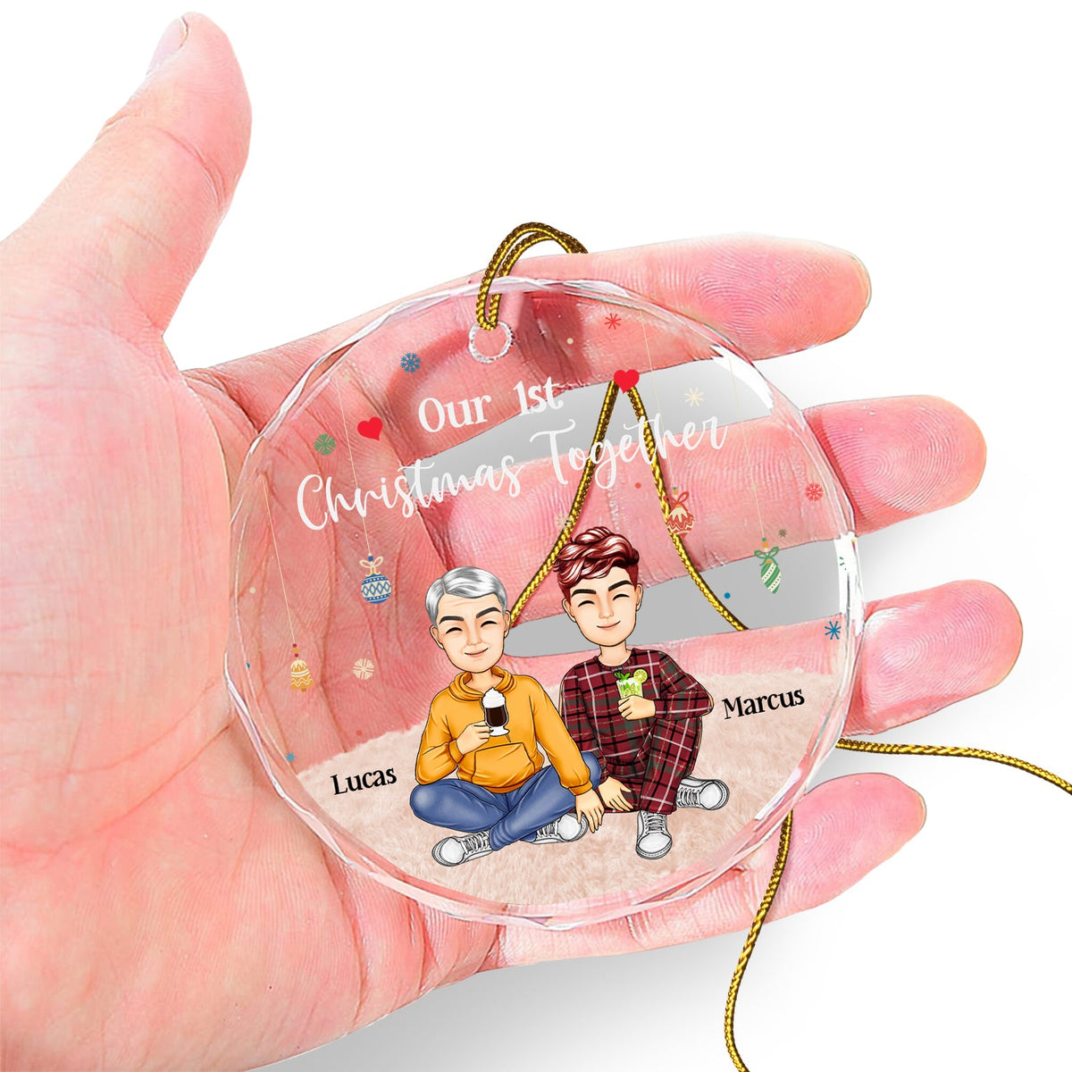 Couple de Noël : Notre 15e Noël ensemble - Cadeau pour couples - Décoration en verre ronde personnalisée