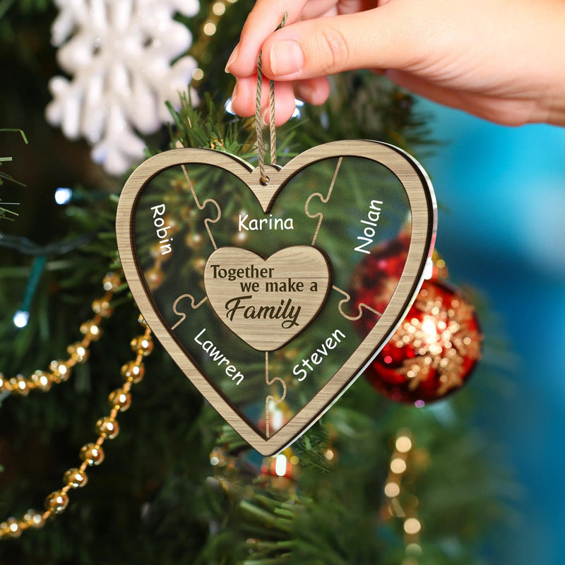 Christmas Puzzle Together We Make A Family - Gift For Family - Personalized 2-Layered Mix Ornament