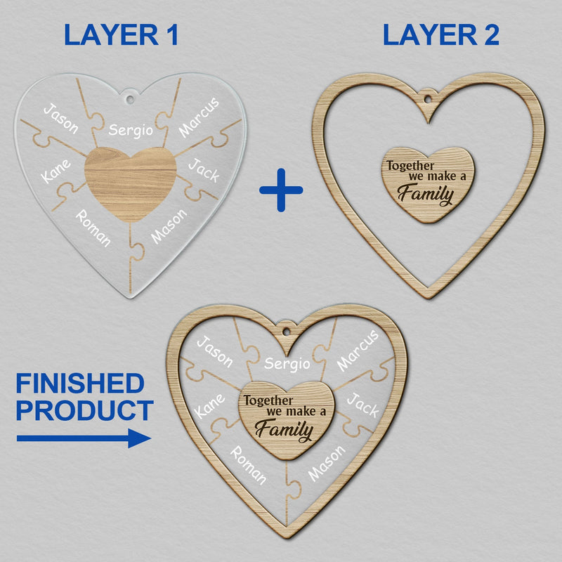 Christmas Puzzle Together We Make A Family - Gift For Family - Personalized 2-Layered Mix Ornament