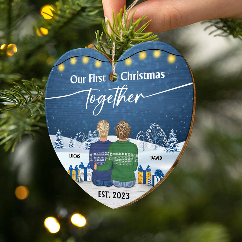 Our First Christmas Married - Gift For Couples - Personalized Custom Shaped Wooden Ornament