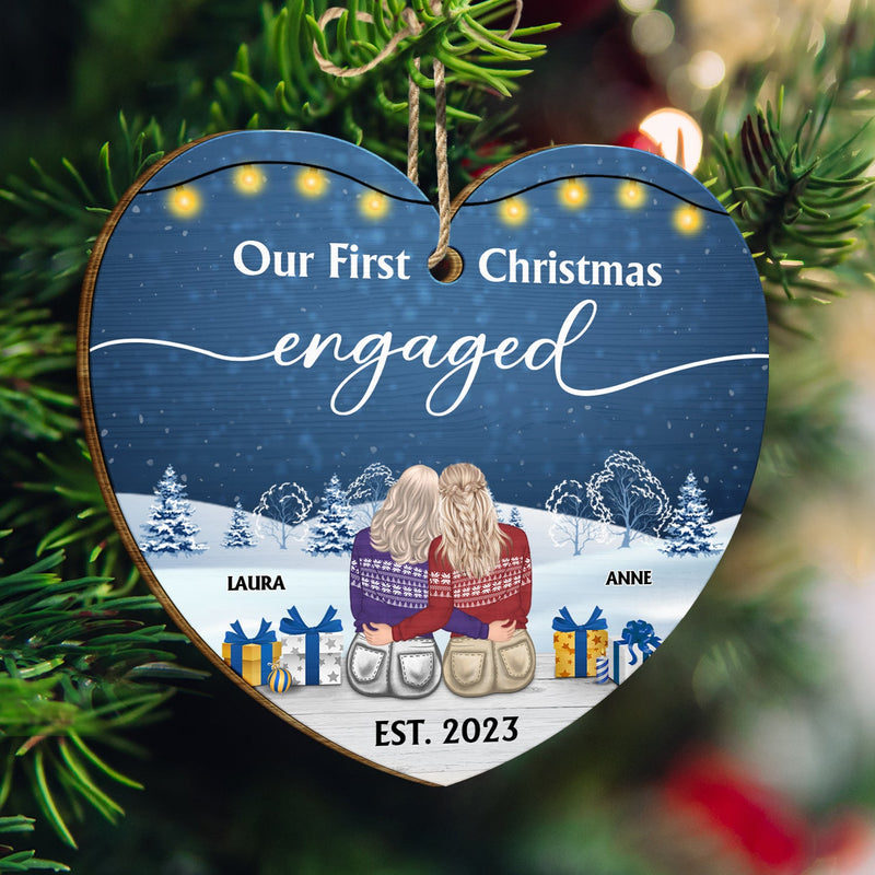 Our First Christmas Married - Gift For Couples - Personalized Custom Shaped Wooden Ornament