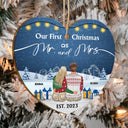 Our First Christmas Married - Gift For Couples - Personalized Custom Shaped Wooden Ornament