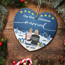 Our First Christmas Married - Gift For Couples - Personalized Custom Shaped Wooden Ornament