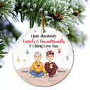 Christmas Couple I Just Absolutely, Entirely, Unconditionally Love You - Gift For Couples - Personalized Circle Ceramic Ornament