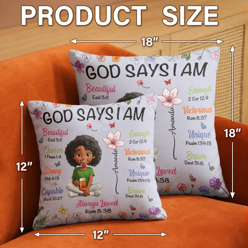 God Says I Am Birth Month Flower - Personalized Pillow