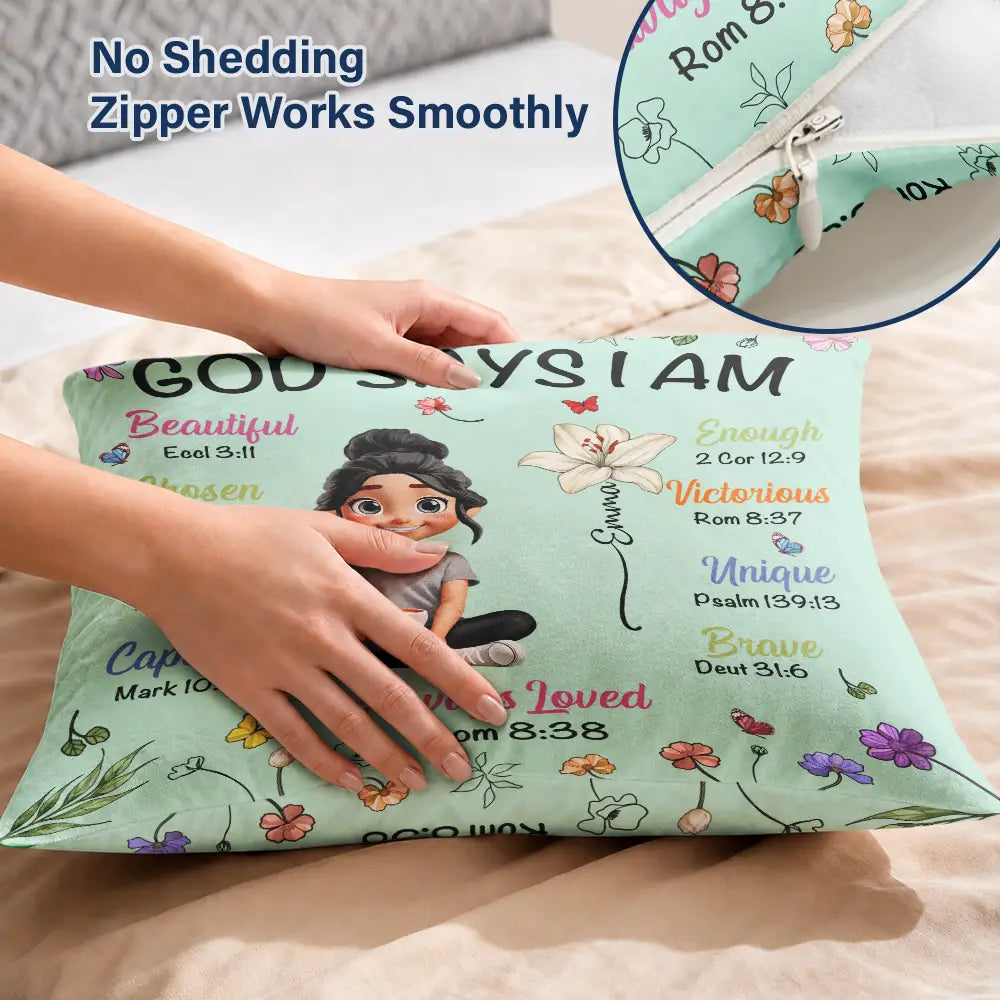 God Says I Am Birth Month Flower - Personalized Pillow