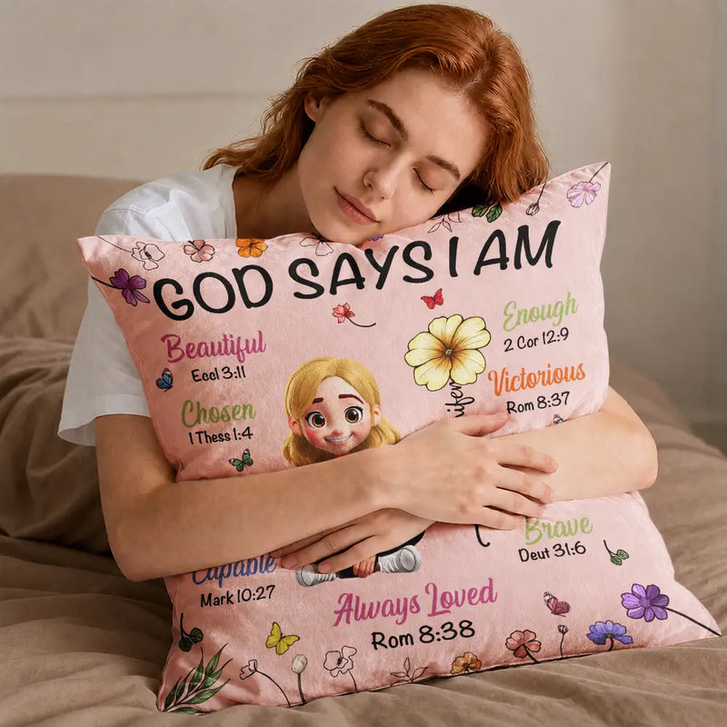 God Says I Am Birth Month Flower - Personalized Pillow